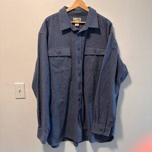 L.L. Bean Men’s XXL Tall Heavyweight Flannel Shirt | Blue | 100% Cotton